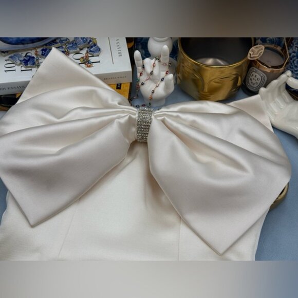 🆕 BRONX & BANCO 🧿 NWOT Evie White Strapless Bow Mini Dress, Sz XS US 2 - Picture 11 of 13